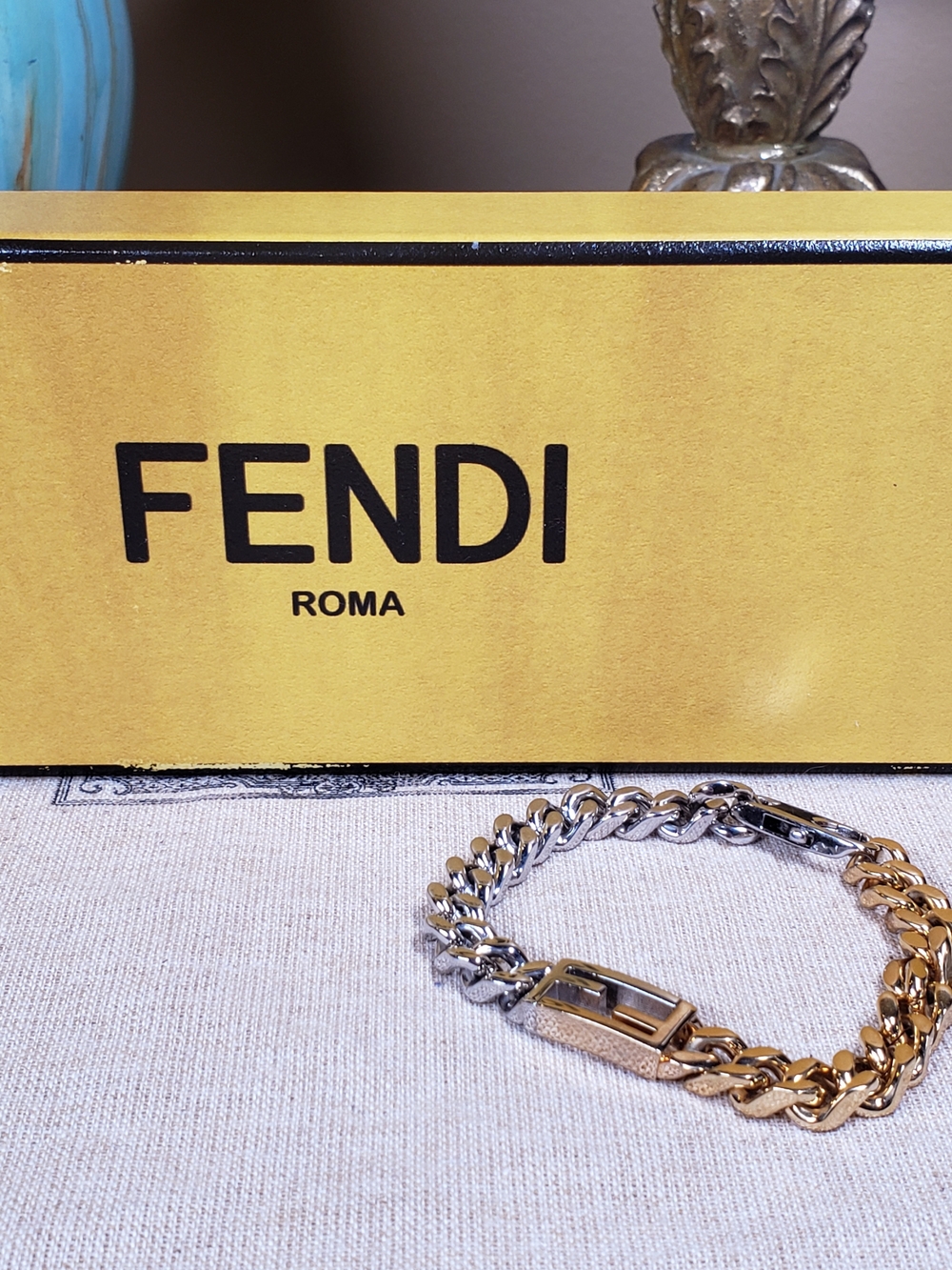 Fendi FF Two-Tone Chain Bracelet - Gold-Toned & Palladium - Excellent Condition - Picture 5 of 16